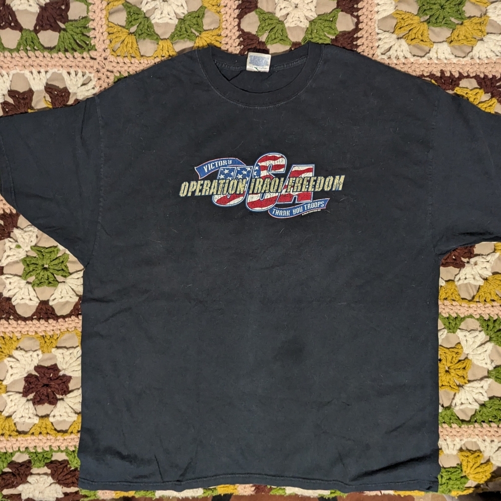 Vintage Operation Iraqi Freedom Shirt XXL Military Patriotic Veteran Army USA